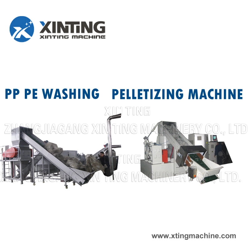 Wasted Plastic Pet HDPE Milk Bottle Flakes Scraps PE LDPE Film PP Woven Shopping Bag Crushing Washing Pelletizing Granulating Recycling Line