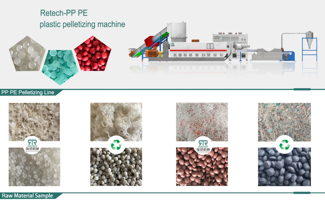 Retech Double-Stage PP/PE/LDPE/LLDPE Plastic Agriculture Film Water-Cooling Woven Bags Crushing Washing Dewatering Recycling Pelletizing Machine